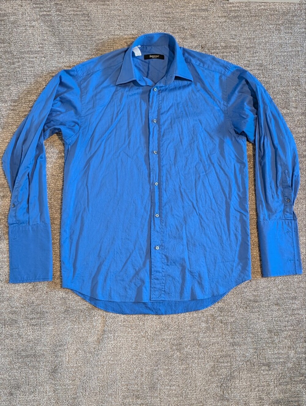 Bernini Blue Men's Dress Shirt With French Cuffs - 15 1/2 - 39